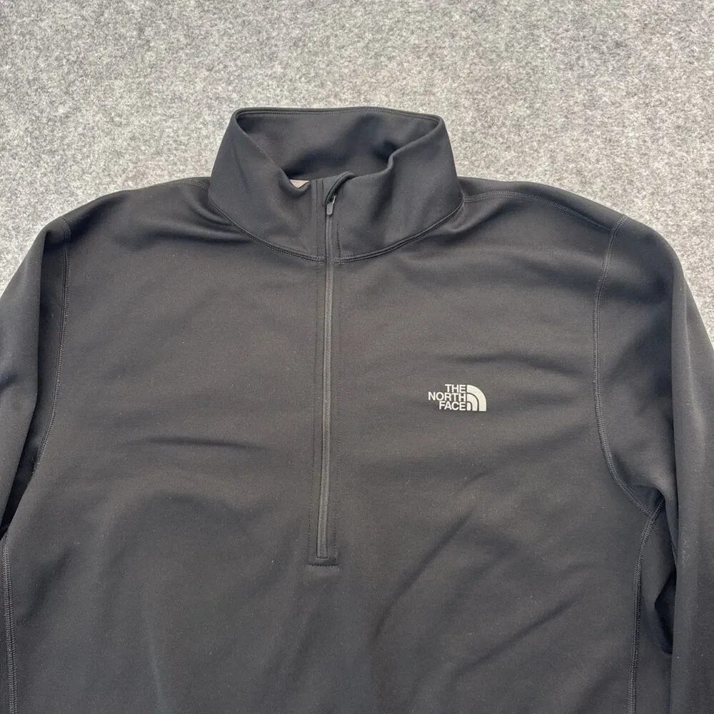 The North Face Men’s Black Fleece 1/4 Zip Mock Neck Logo Pullover  Large
